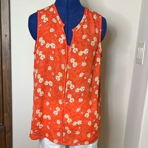 CAbi Orange White Sleeveless Tank Top